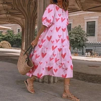 2021 women casual summer dress short sleeve plaid printed vacation robe sundress loose pleated mid calf dresses