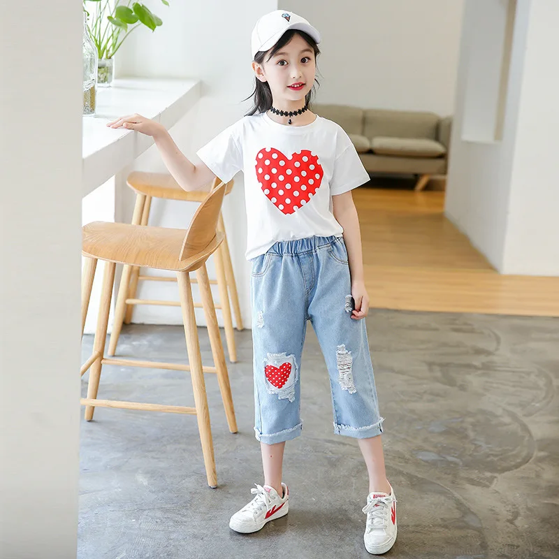 Комплект одежды из 2 предметов для девочек футболка с коротким рукавом и принтом +