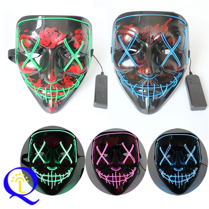 Хэллоуин маска мигает Косплэй светодиодный Вендетта хакер анонимная на Хеллоуин