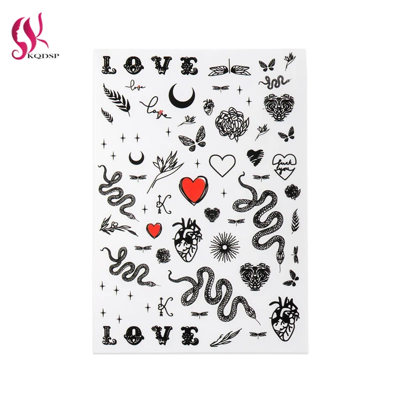 3D-Наклейки для ногтей в виде змеи черного и белого цветов | Красота здоровье