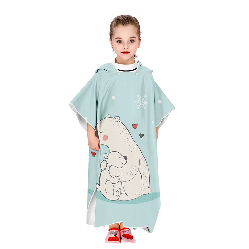 

Детский пляжный халат из микрофибры, сменный халат, пончо с капюшоном, пончо для серфинга, компактное быстросохнущее полотенце с капюшоном, ...