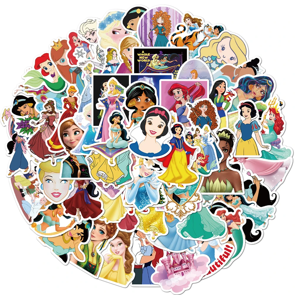 Disney-pegatinas de princesa de Frozen para ni&ntilde;os, juguetes de Winnie the Pooh, impermeables, para monopat&iacute;n, port&aacute;til, Stikers de dibujos animados, 10/50/100 Uds.-1
