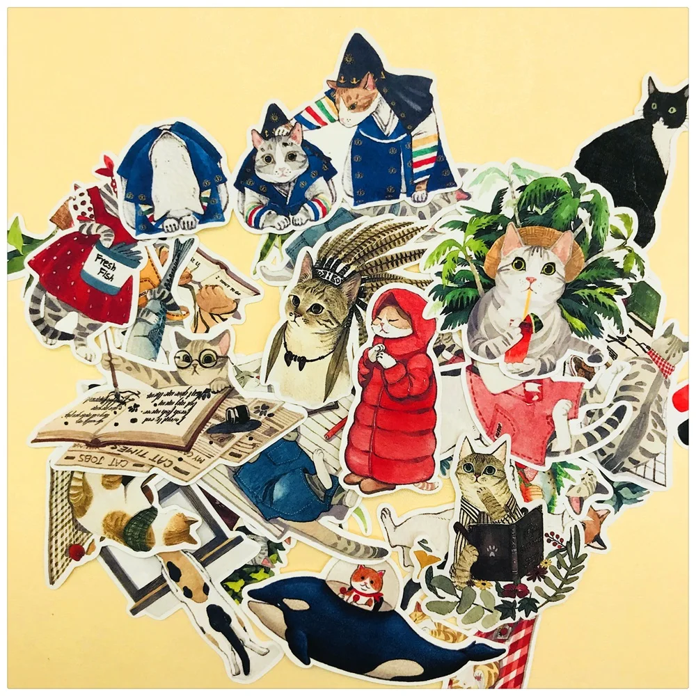 26 шт./компл. в винтажном стиле С милым рисунком кота мечта Стикеры &quotсделай сам&quot