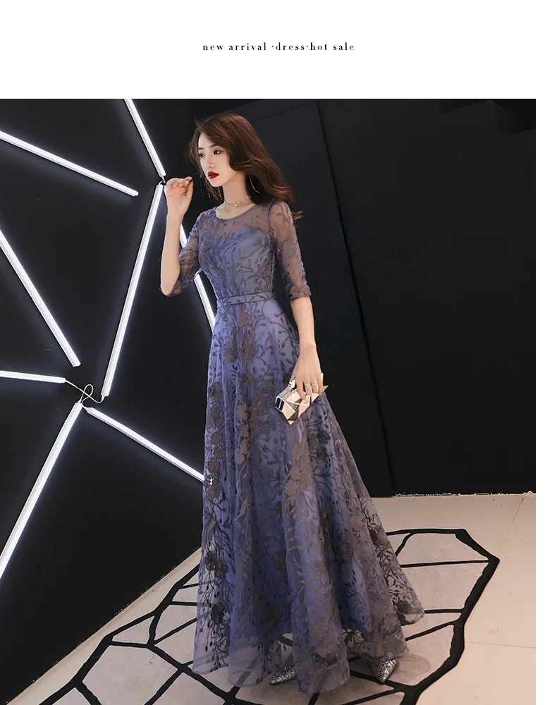 ES2746 Robe De Soiree вечерние платья с коротким рукавом длинные трапециевидные Формальные платья в пол с круглым вырезом женские элегантные платья