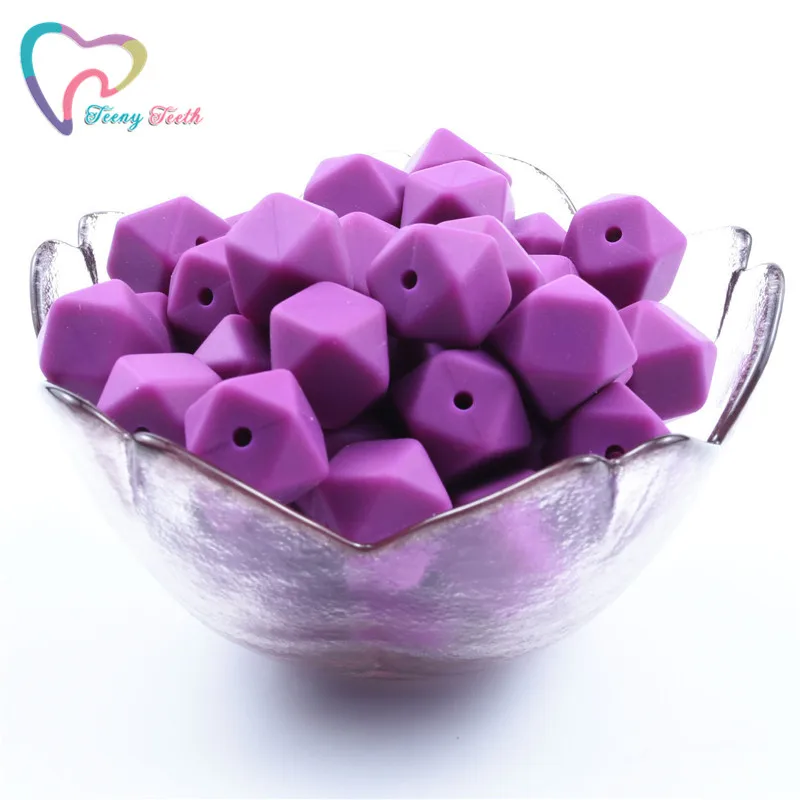 French Plum 20 шт. 14 мм Детские шестигранные силиконовые бусины Восьмиугольные бусины DIY соска цепь Perle Силиконовые Детские Прорезыватели жевательные бусины детские товары - Цвет: French Plum
