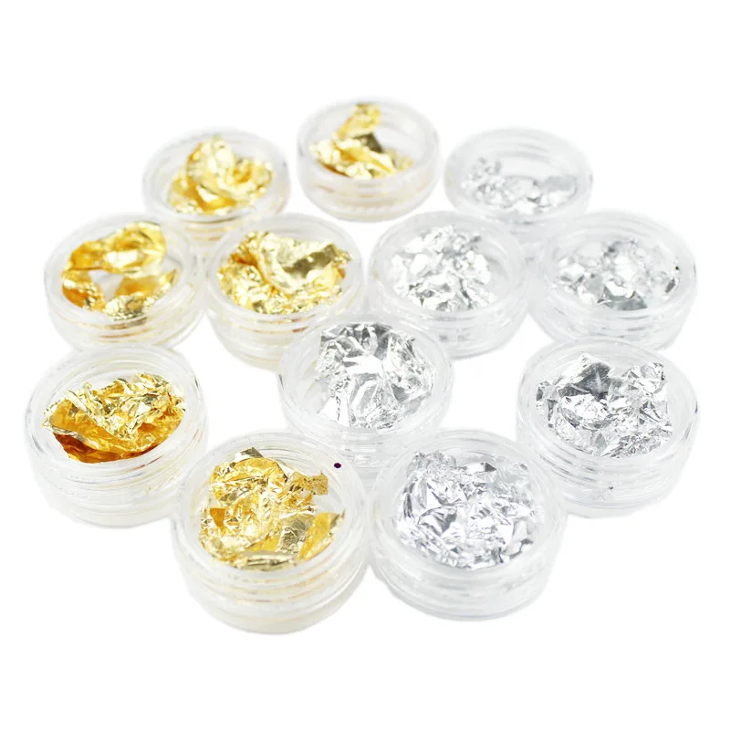 Объемная Фольга для дизайна ногтей хлопья украшение объемные блестки золотой