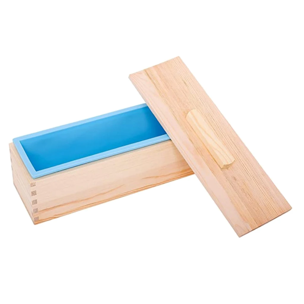 

Flexible Silicone Soap Molds Kit Wood Box DIY Tool for Soap Cake Making 1200g