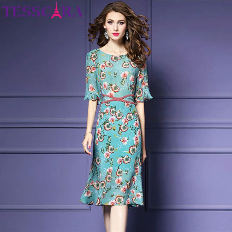 Женское шифоновое платье TESSCARA Элегантное коктейльное трапециевидной формы в