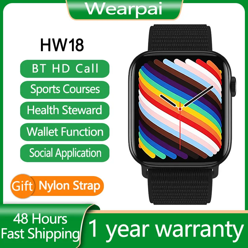 Original HW18 Smartwatch Smart Watch Women Men Wallet Function Bluetooth Call Double Button  pk Android IOS series 6 SE xiaomi