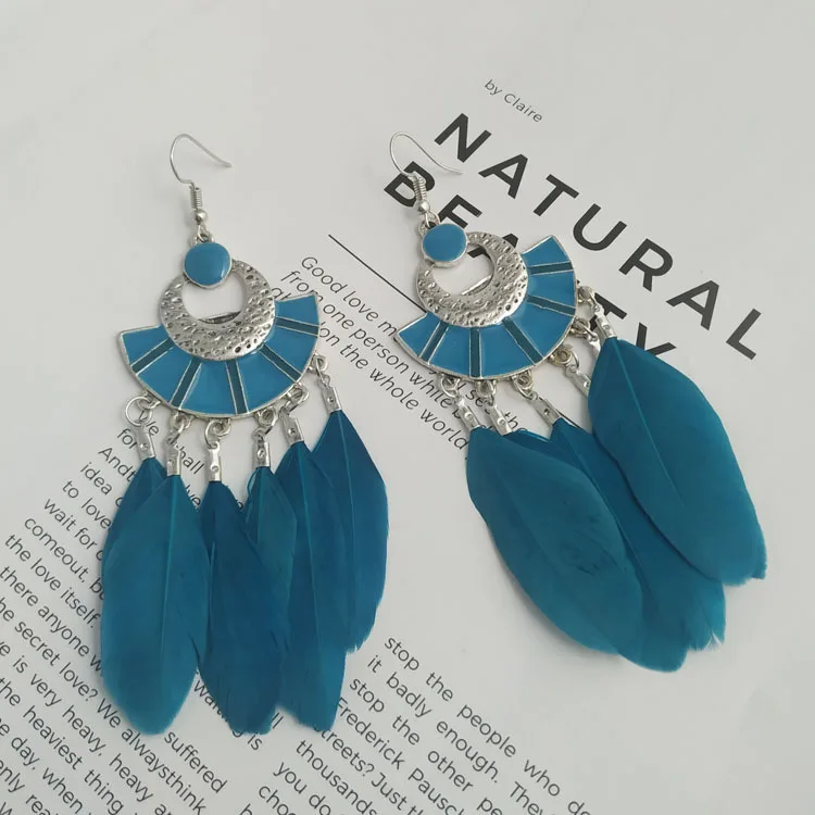 2021 распродажа Aretes и американский преувеличенный многоцветный перья капельного