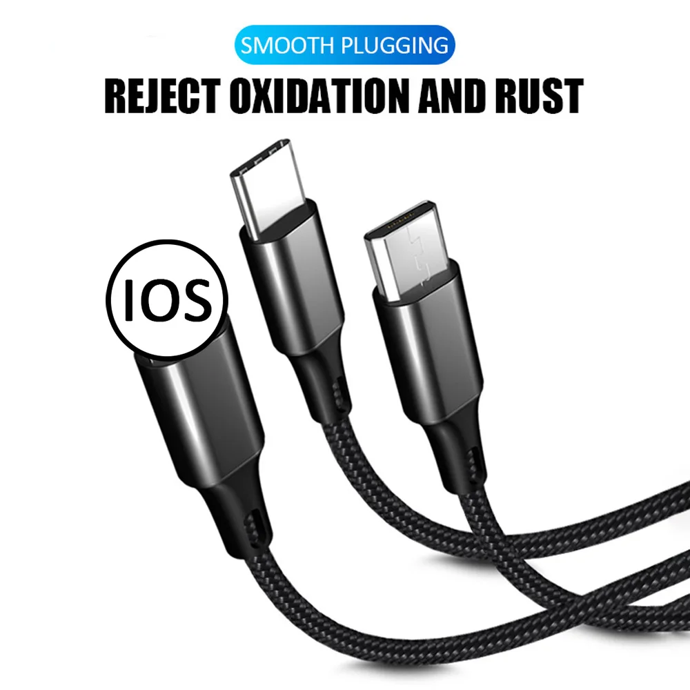 

The 3-Inch 1.2M Nylon Data Cable Is A Multi-Function Cable Suitable For IPhone Android Type C USB Charge Three Data