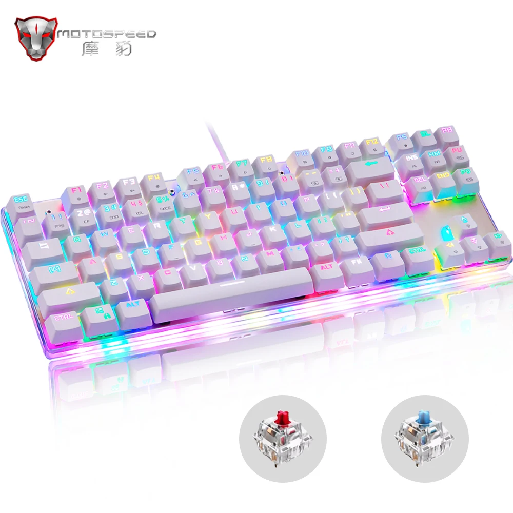 Motospeed K87S USB Проводная Механическая клавиатура синие красные переключатели
