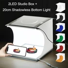 PULUZ 20 см 2LED фотостудия светильник коробки фотография лампы нижней подсветки Убирающие тени светильник мини-фотостудия комплект светильник коробка тента вспышки для коробка