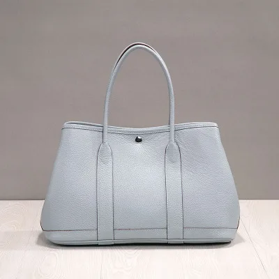 36CM Linen blue Lychee partten, Высококачественная сумка из натуральной кожи, модная большая сумка через плечо и через плечо, вечерние сумки для сада, сумки для покупок - Цвет: 36CM Linen blue