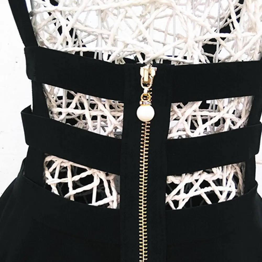 

2021 Newly Summer Fashion Casual Women Dress Waist Suspender Skirt Brace Hollow Out Bandage Mini Skater Dress