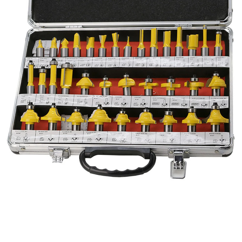 

35pcs Shank Milling Cutter Router Bit Set Wood Cutter Carbide Shank Mill Woodworking Trimming Engraving Carving Cutting Tools