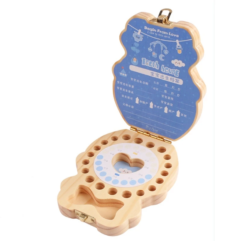 Детская зубная коробка органайзер для детей деревянная хранения молочных зубов