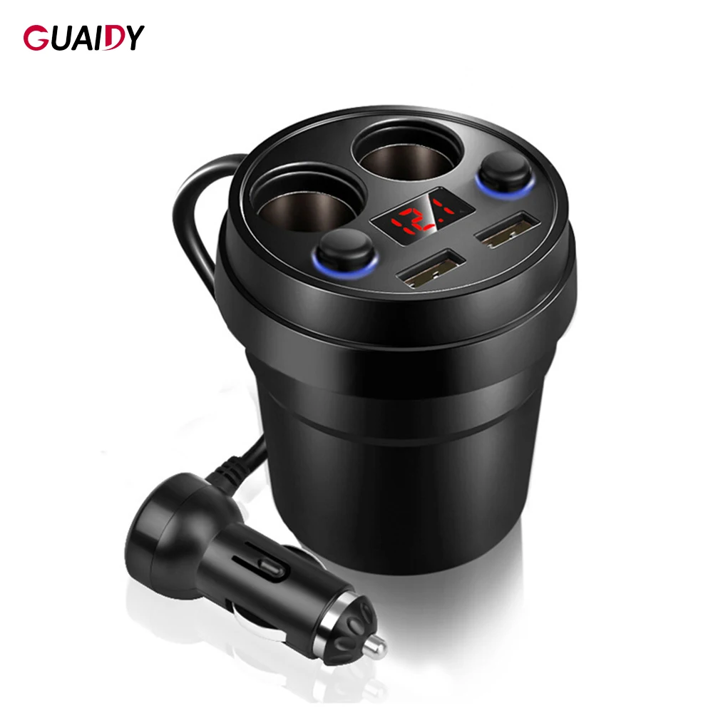 Автомобильное зарядное устройство Smart Quick Charge Dual USB со светодиодным дисплеем