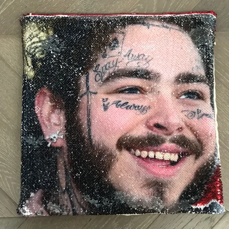 1 шт. подушка с пайетками Post Malone | Наволочка Двухцветная Подарок для нее Него