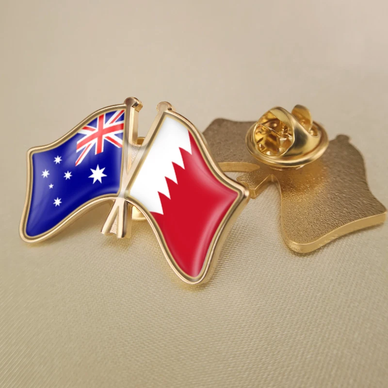 

Australia and Bahrain Crossed Double Friendship Flags Brooch Badges Lapel Pins