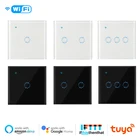 Сенсорный светильник ключатель света Tuya Smart Wifi, Настенные переключатели без нейтрального провода, 123, совместимы с Alexa Google Home