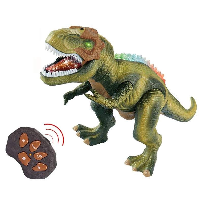 Dinosaurio el&eacute;ctrico a Control remoto para ni&ntilde;os, juguetes para mascotas, Tiranosaurio Rex, ojos brillantes, sonidos para caminar, regalo-0
