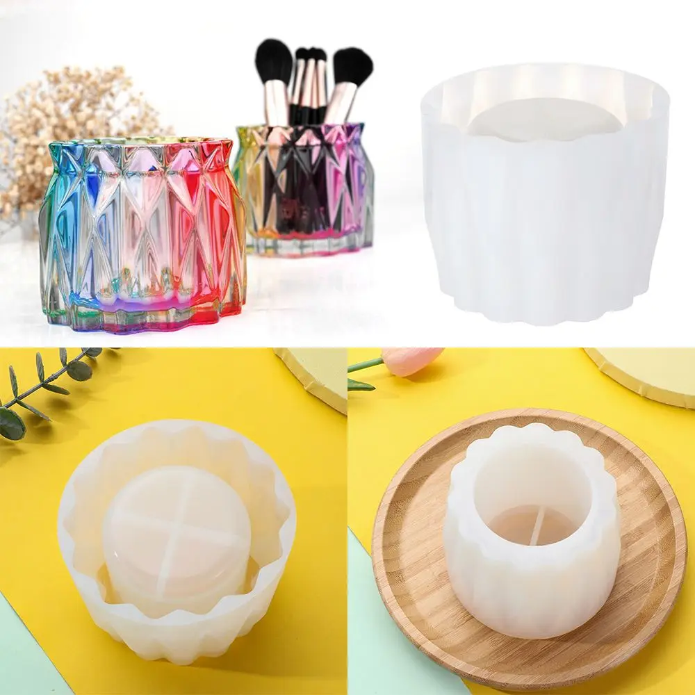 

1 PC DIY Epoxy Resin Cut Surface Vase Cut surface Pen Holder Special-Shaped Storage Jar Mirror Surface Silicone Mold