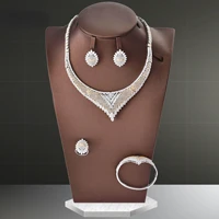 blucome luxury quality nigerian jewelry set womens wedding zircon crystal cz india africa bride necklace earring ring bangle