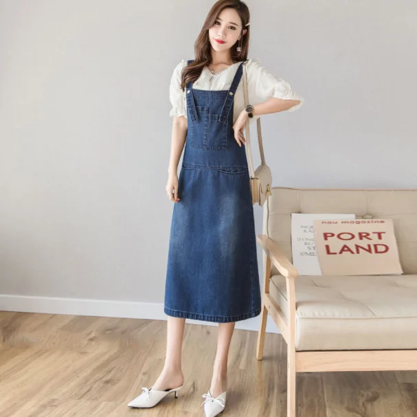 Летнее платье Для женщин без рукавов на бретельках из джинсовой ткани 2020 размера
