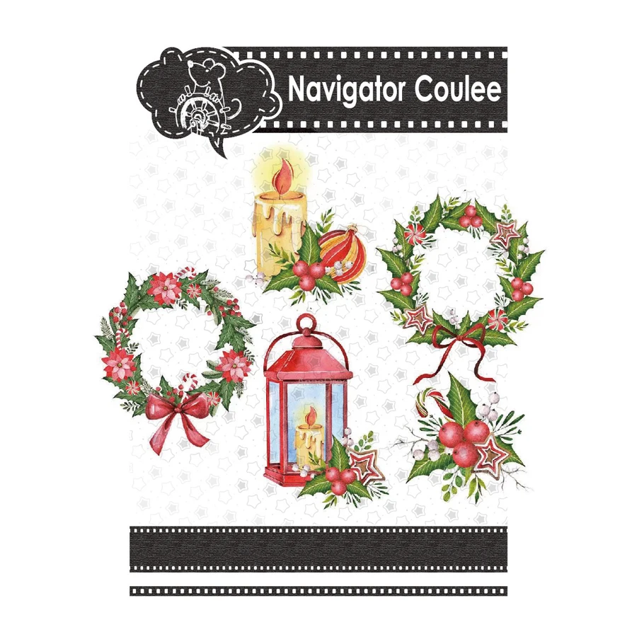 Рождественский венок падуба пуансета Свеча фонарь украшение конфеты Новые