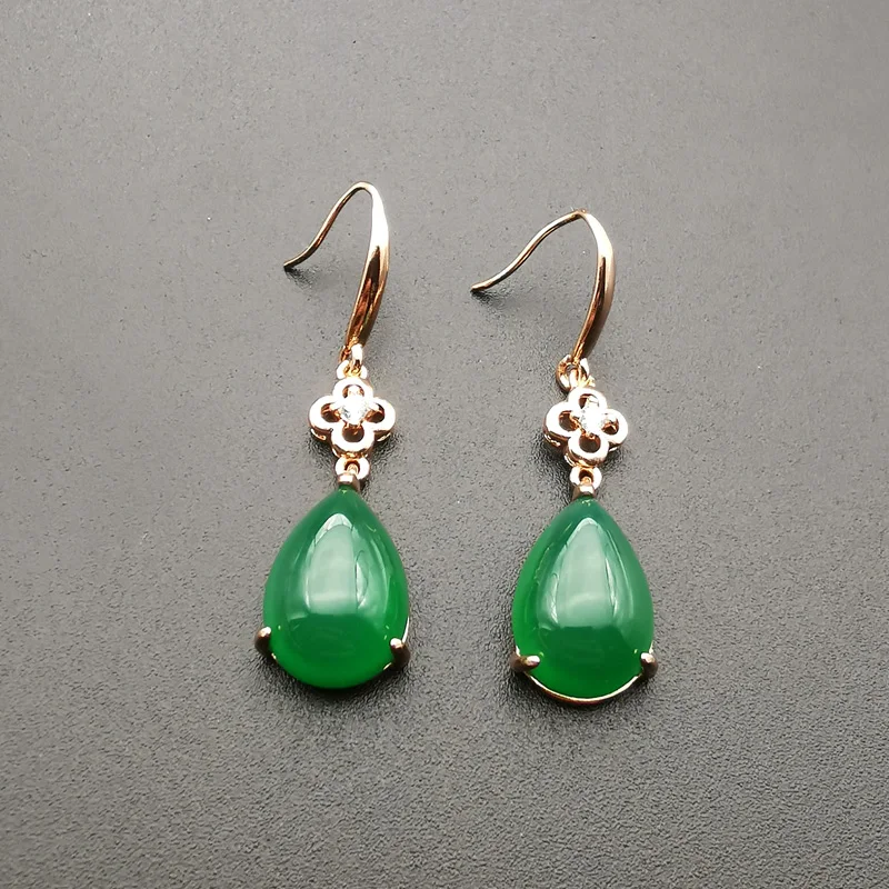 Женские винтажные длинные серьги Jadery из розового золота 925 пробы с зеленым