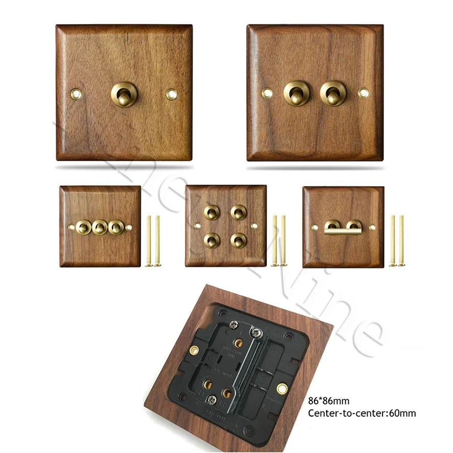 86 мм Тип Универсальный Античный Твердый орех панель настенный переключатель