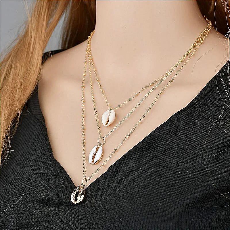 Горячая Распродажа Винтажные женские многослойное ожерелье с подвеской для