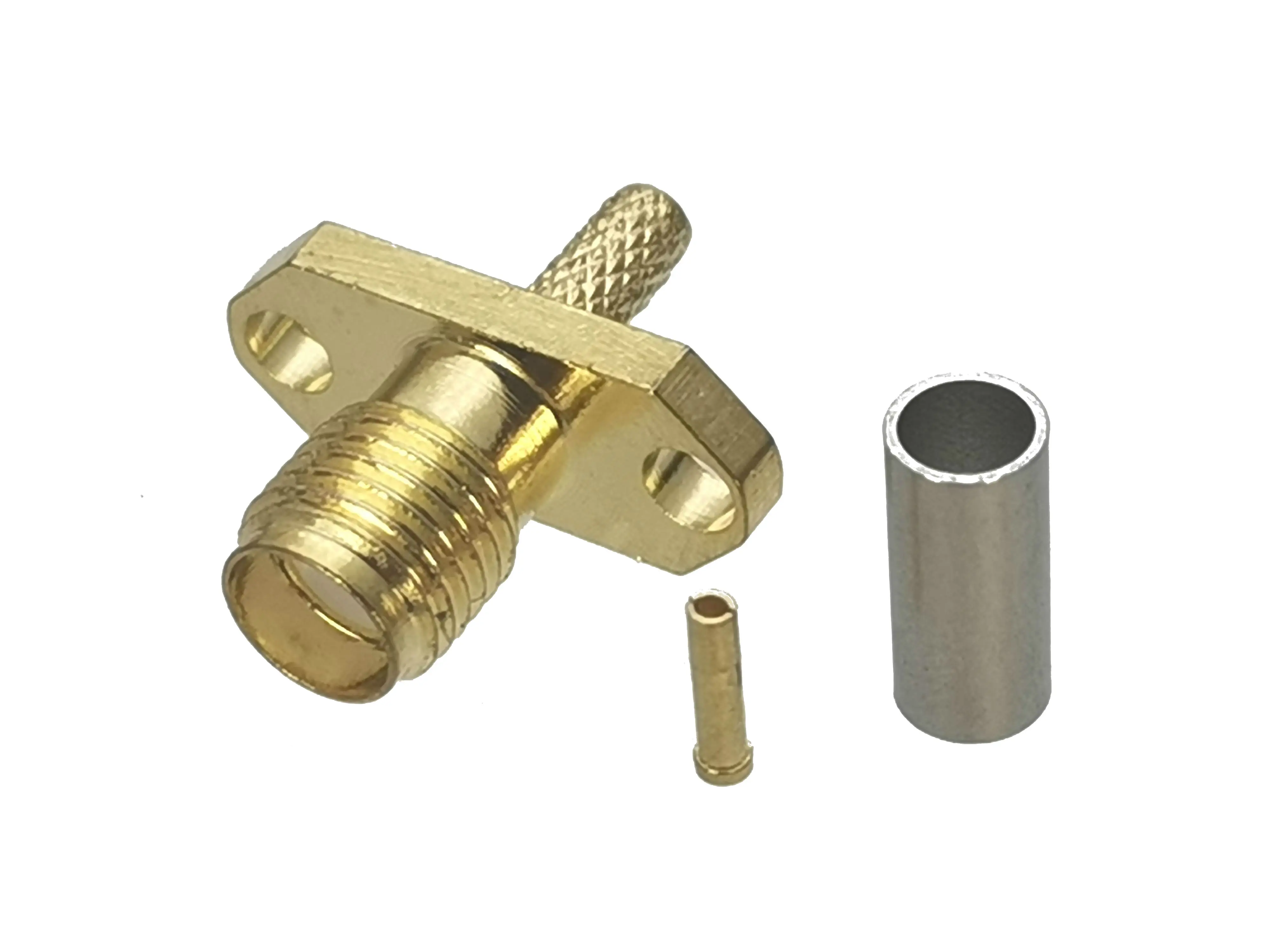 10pcs Connector SMA Jack Female 2 Holes Flange Crimp For RG174 RG316 LMR100 Cable RF Coaxial Adapter 50ohm Wire Terminal