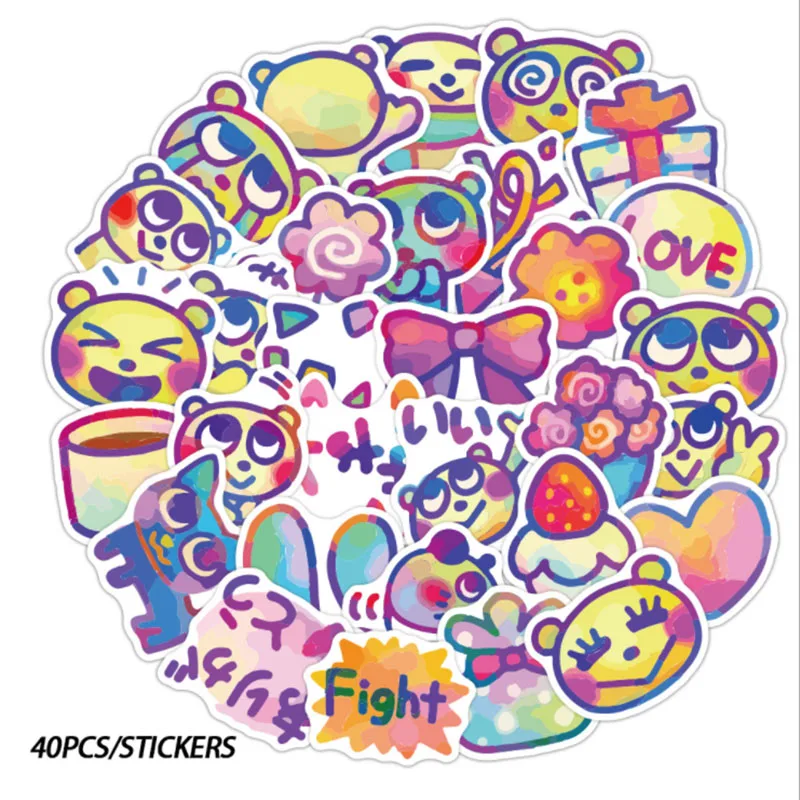 

40 pcs Colorful bear Graffiti Waterproof Skateboard Travel Suitcase Phone Laptop Luggage Stickers Cute Kids Girl Toys