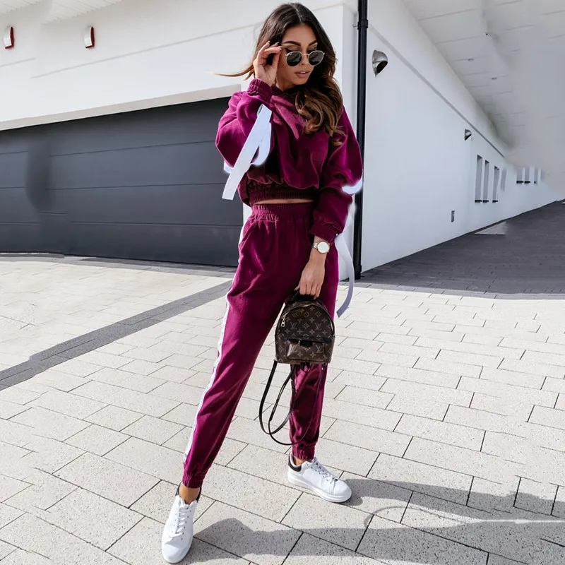 

Комплект из двух предметов, брючный костюм, женский свитер с капюшоном, верхняя одежда, Весенняя новинка, повседневный Бархатный спортивный...