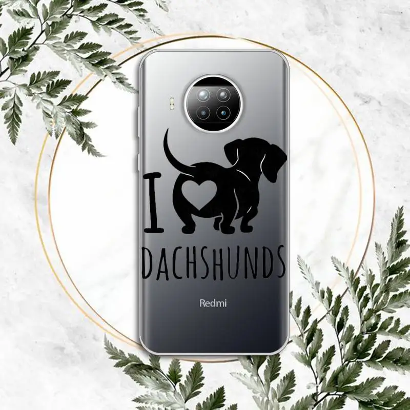 

cute Dachshund Silhouette Dog Phone Case Transparent for Xiaomi Redmi note 10 t 8 9 pro lite 11