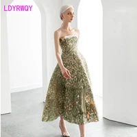 2022 summer the wizard of oz tube top printed sling strap big slim dress office lady knee length