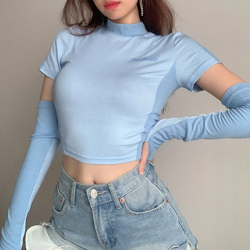 

Women Sexy Crop Top Casual Long Sleeve T Shirt Skinny Slim Tee Lady Fall Clothing