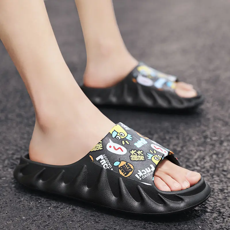 

2021 New Summer Men Slides Lightweight Cool Beach Slippers Slide Bone Fish Mouth Flip Flops Men's Sandals Soft EVA Sneakers