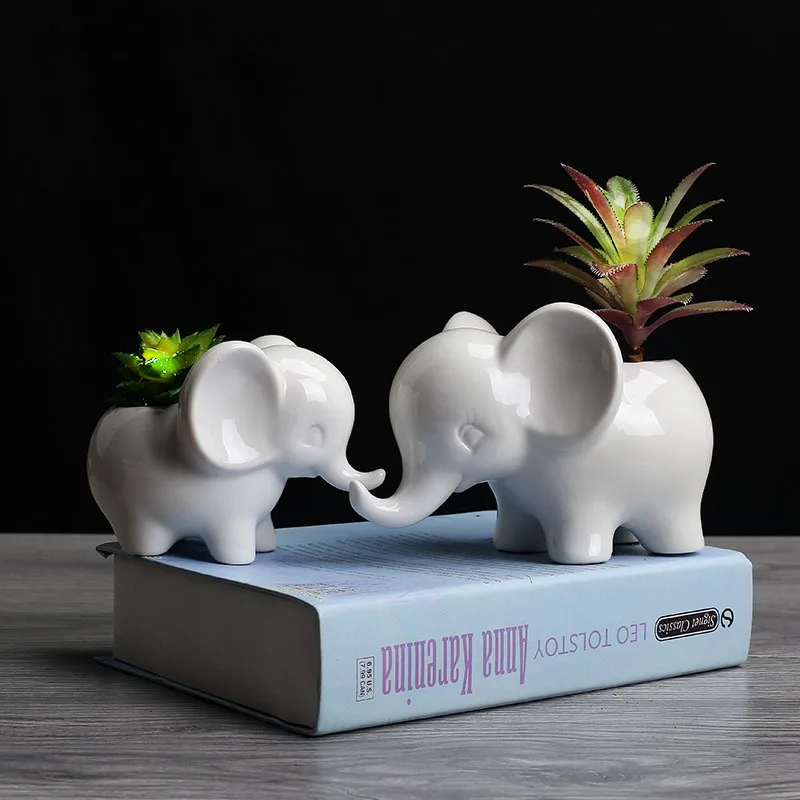 Elephant Ceramic Flowerpot Home Garden mini succulent cactus Planter Pots Succulent Plant Flower Pot Desktop decoration gift | Дом и сад