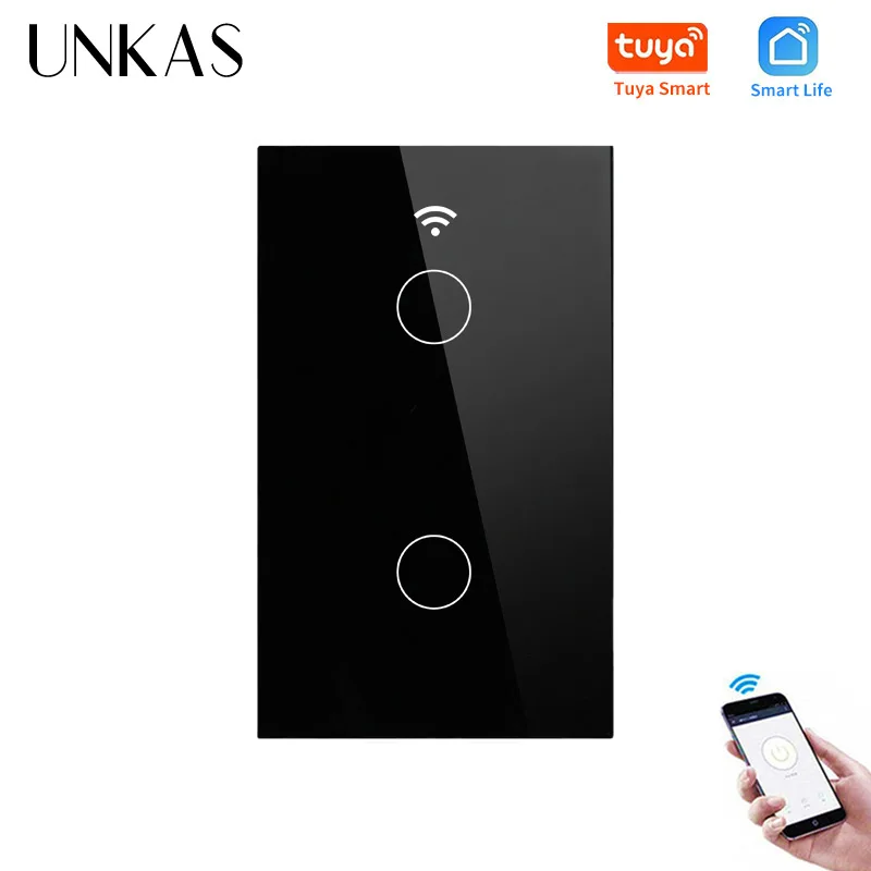 UNKAS Хрустальная стеклянная панель 1/2/3 банды США стандарт Tuya Smart Life приложение Wifi