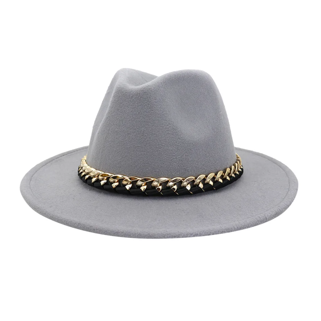 Женская и Мужская шерстяная шляпа федора с кожаной лентой Элегантная Дамская