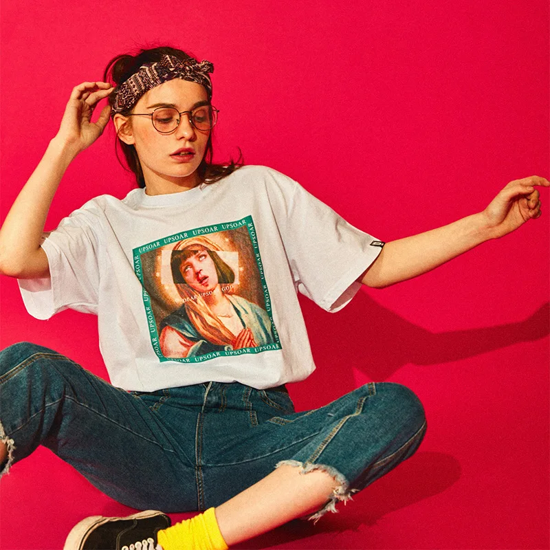 Футболка мужская с принтом Девы Марии забавная тенниска короткими рукавами