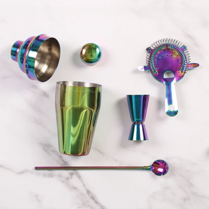 Градиентный цветной шейкер из нержавеющей стали миксер для напитков бармен