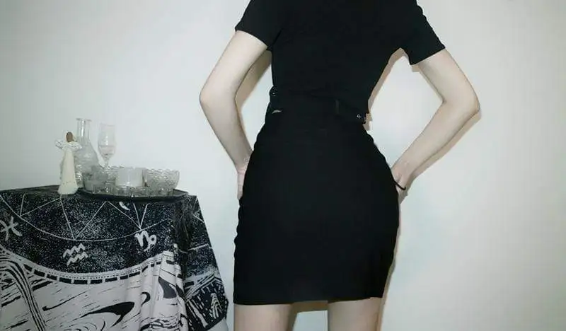 Женская готическая Черная мини юбка с боковыми лямками S012|Женские юбки| |