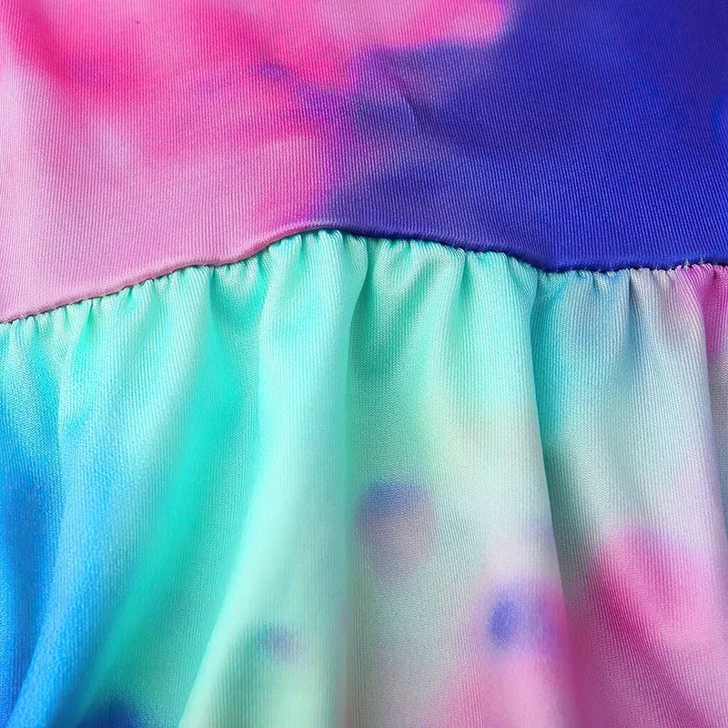 

Women's Summer Hanging Neck Strap Pocket Casual Tie-Dye Printing Dresses Color