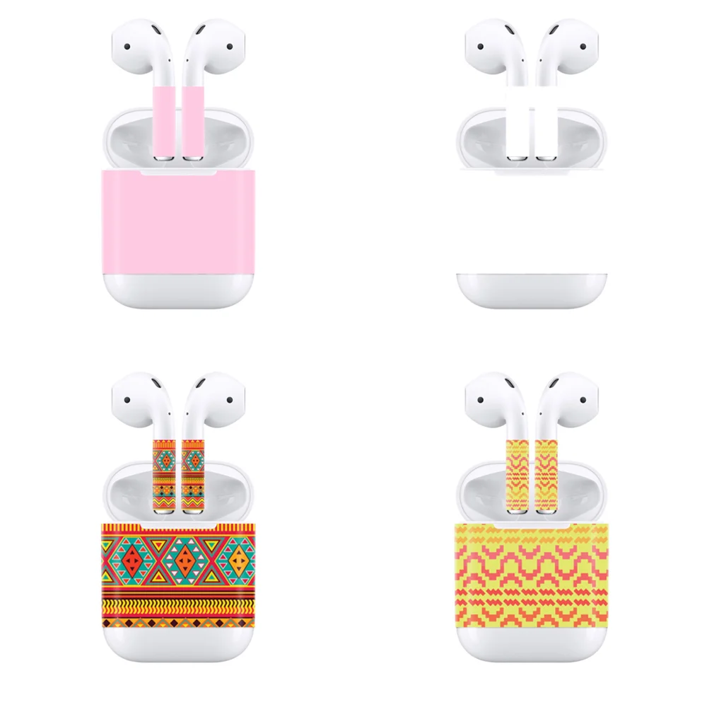 2 шт./лот чистый цвет дизайн для AirPods наклейка съемный клей декоративная кожи airpods