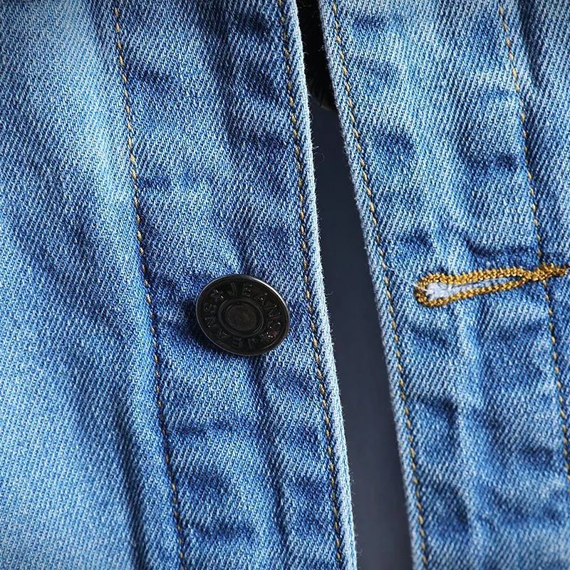 

HOHO 2020 Men's, Wide Cargo, Denim Jacket, Teenager New, Ripped, Denim Jacket