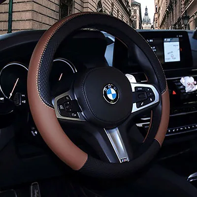 Black coffee WLMWL кожаный чехол на рулевое колесо для Geely все модели Emgrand EC7 X7 FE1 автомобильный аксессуар автостайлинг - Название цвета: Black coffee